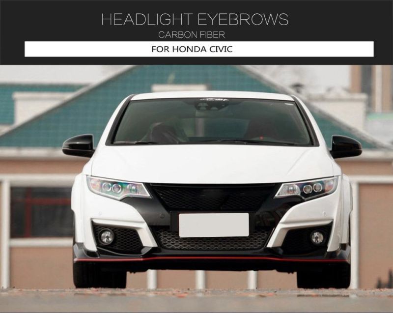 Dry Carbon Fiber Headlight Eyelids for Honda Civic Type-R 2015-2016