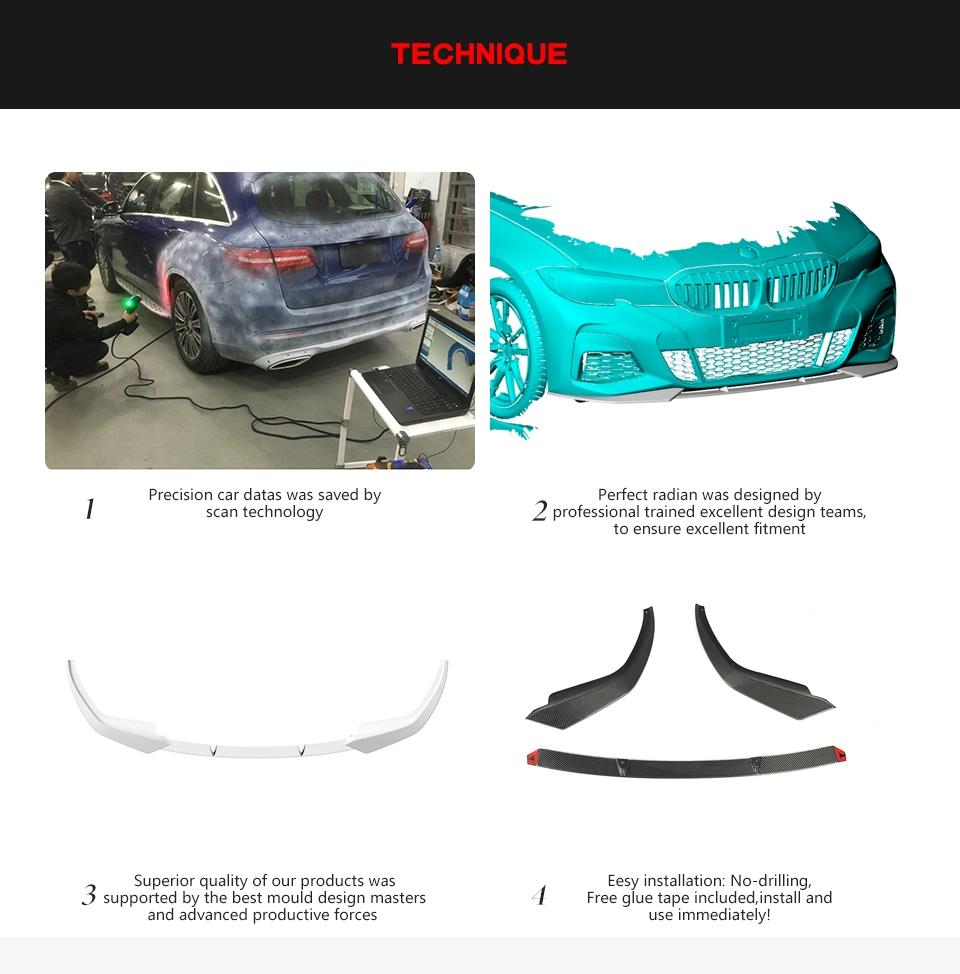 for BMW 3 Series G20 M-Sport Carbon Fiber Front Bumper Lip 2019-2020