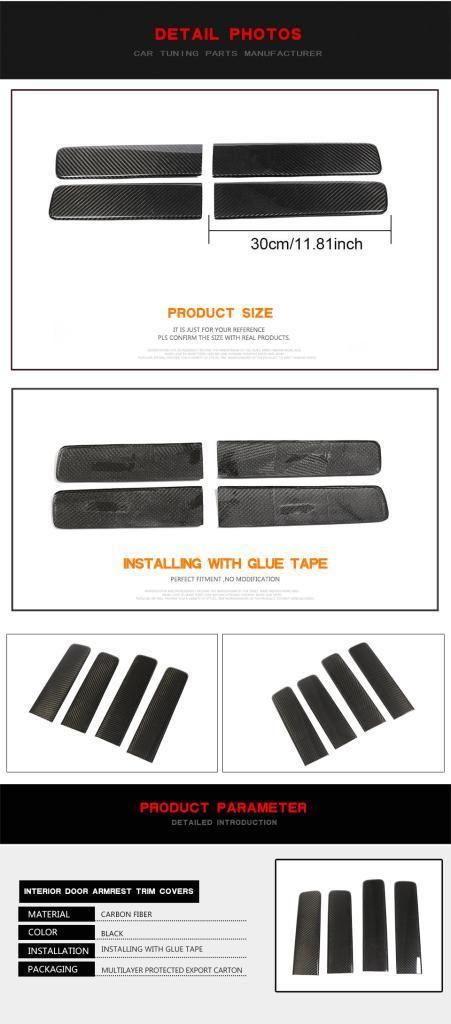 Dry Carbon Fiber Interior Door Armrest Trims Covers for Benz Mercedes G Class Amg 2019 2020