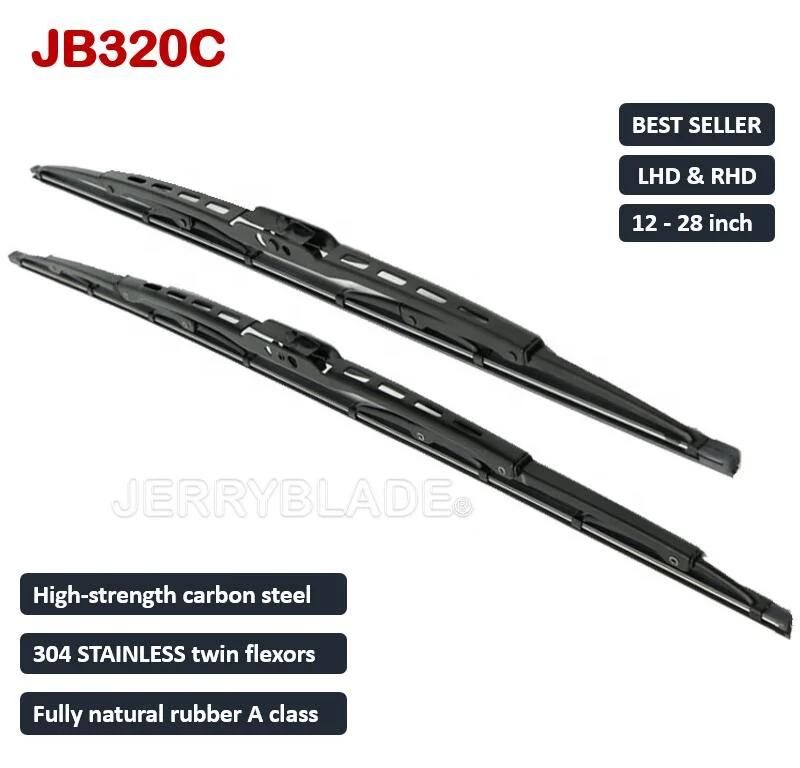 Bosch-Ty Traditional Wiper Blade Universal for Most Cars Windscreen Metal Type Frame Wiper Conventional Blade Natural Silicon Rubber Universal Windshield Wiper