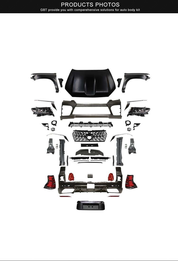 Gbt Hood Fender Headlamp E Style Body Kit Year 2010-2017 to 2018 Front Rear Bumper for Toyota Prado Fj150 Model
