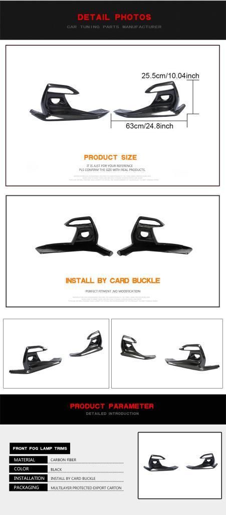 Carbon Fiber Fog Lamp Cover Trims for Infiniti Q50 Sport 2018-2019