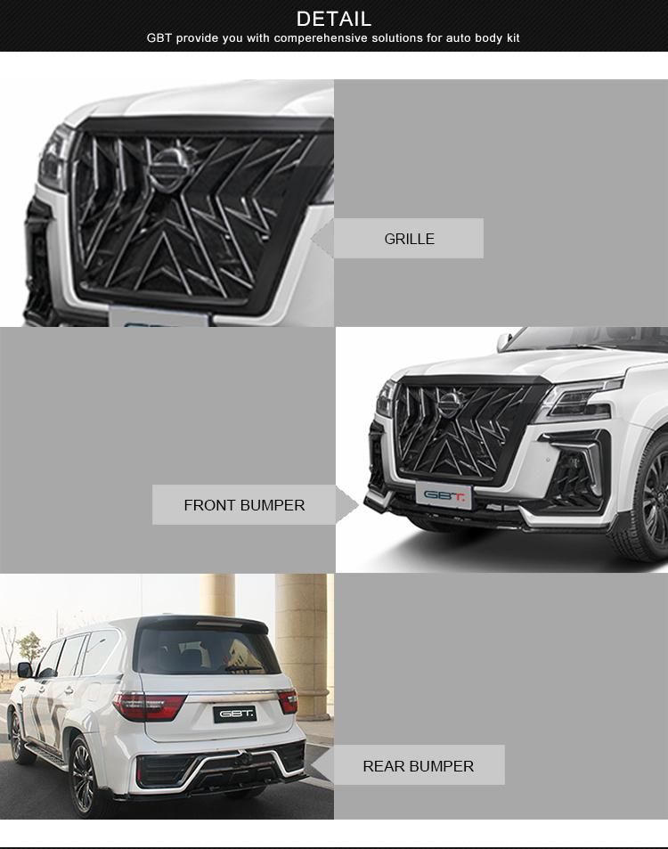 Gbt Car Modification Parts Black Hawk Edition Facelift Body Kit for 2020 Nissan Patrol Y62 Upgrade Bumper Grille Wheel Trims