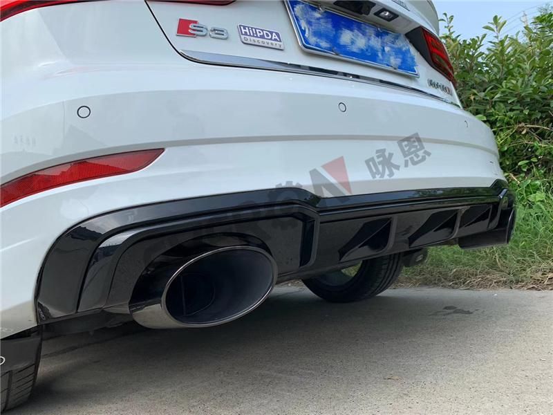 RS3 Style Rear Bumper Diffuser with Exhaust Pipe for Audi 2017 A3 Sedan Hatchback Sport