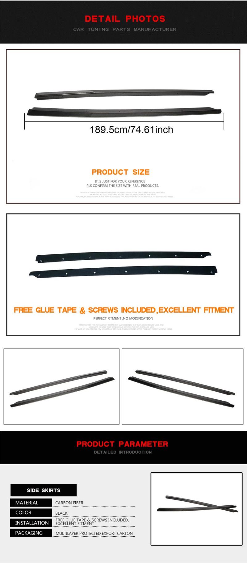 Carbon Fiber R8 Side Skirts Extinsion for Audi R8 2016-2018