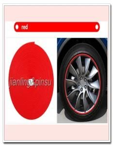 Red Car Wheel Hub Rim Edge Protector Ring Tire Guard Line Rubber Strip