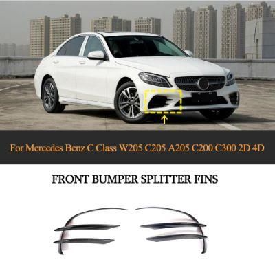 Carbon Fiber W205 C205 A205 Front Bumper Canards for Mercedes Benz C Class C200 C300 2D 4D 2019-2020