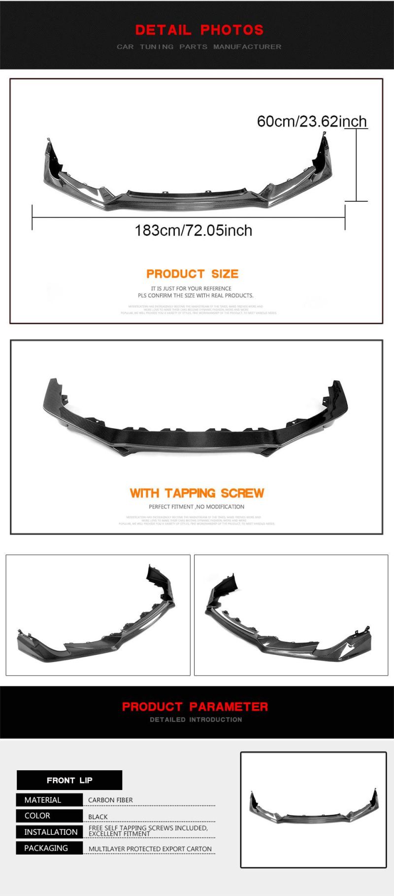 Carbon Fiber Front Spoiler for Honda Civic Type-R