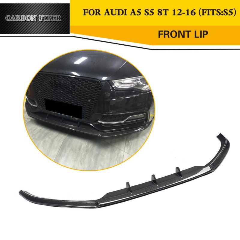 Carbon Fiber S5 Facelift Front Bumper Lip for Audi A5 S5 8t Coupe 2-Door 2012-2016