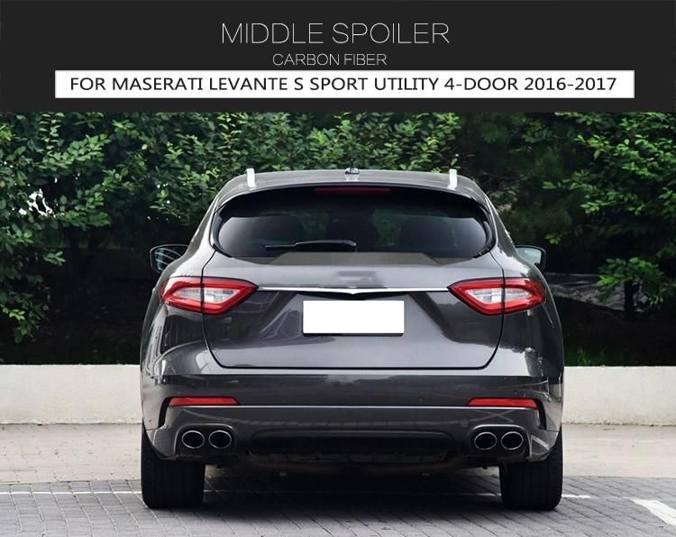 Carbon Fiber Roof Middle Wing Spoiler for Maserati Levante S Sport Utility 4-Door 2016-2017