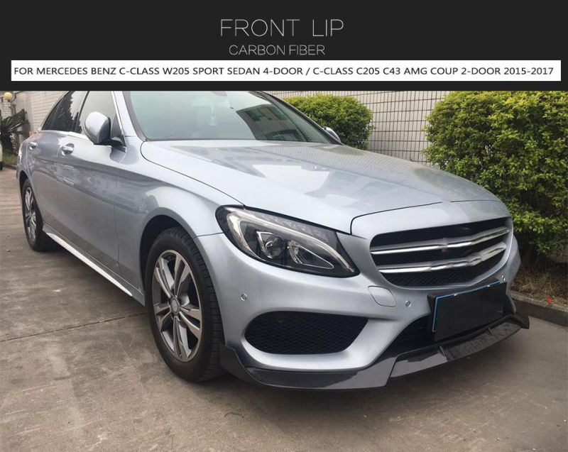 Carbon Fiber Car Front Bumper Lip Spoiler for Mercede S Ben Z C-Class W205 Sport C205 C43 15-17