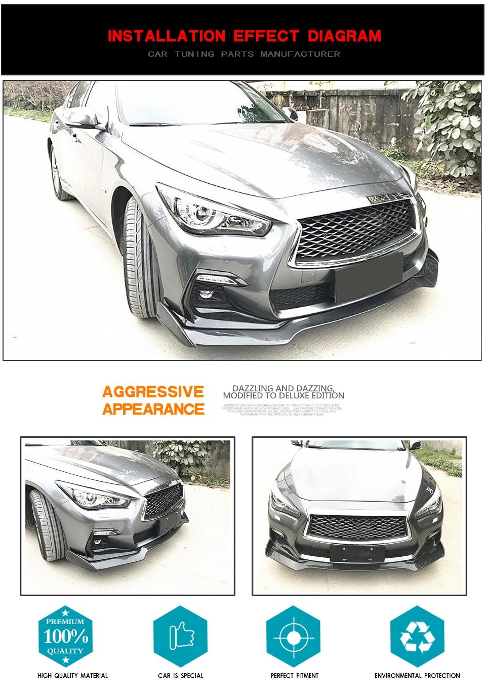 Car Front Bumper Lip for Infiniti Q50 Sport Model 2018 Front Bumper