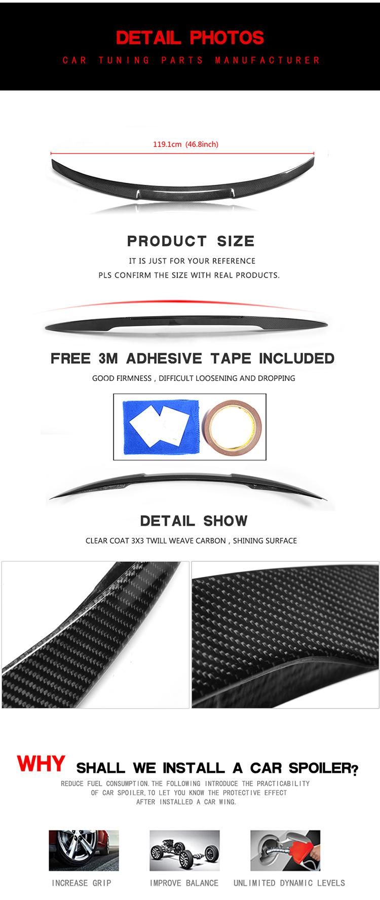 Carbon Fiber F82 M4 Rear Trunk Spoiler for BMW 4 Series F82 M4 2015