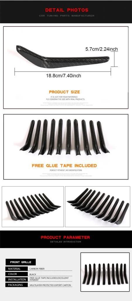 Carbon Fiber Front Grill Trims for Maserati Ghibli Base Sedan 4-Door 2018-2019
