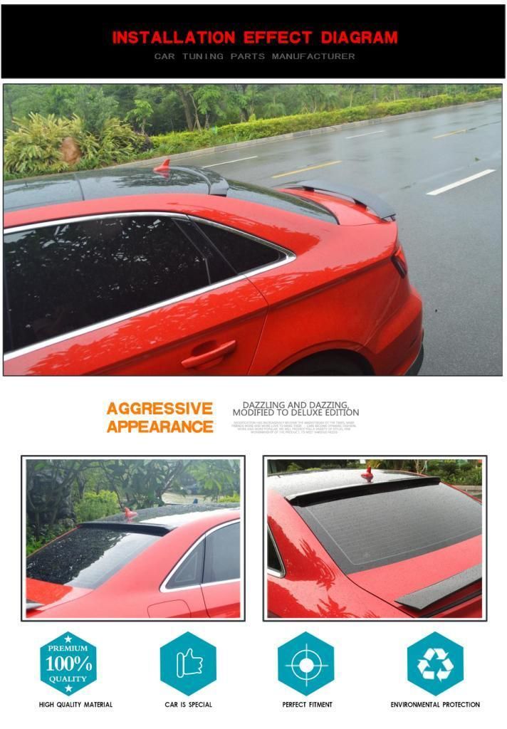 Carbon Fiber Roof Spoiler for Audi A3 S3 2014-2019 4-Door