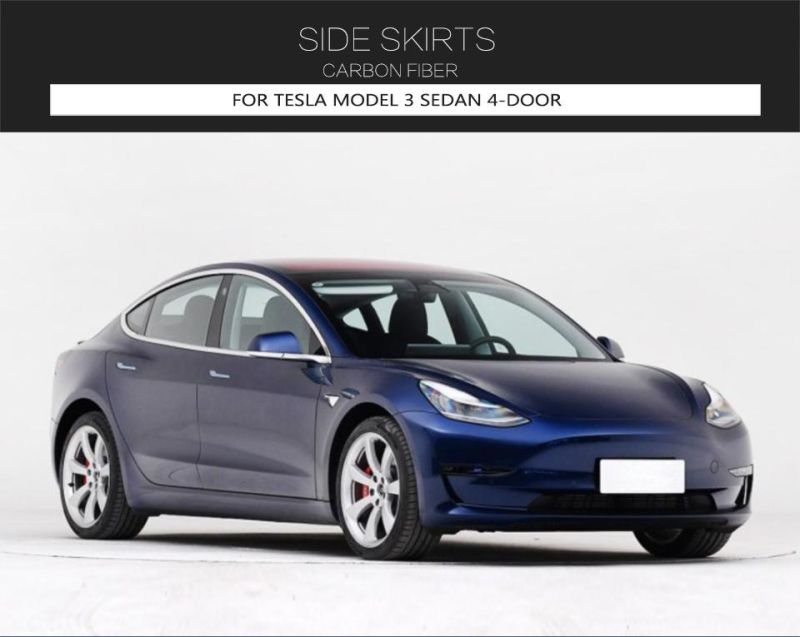 Carbon Fiber Side Skirts Extension for Tesla Model 3 Sedan 4-Door 2017-2019