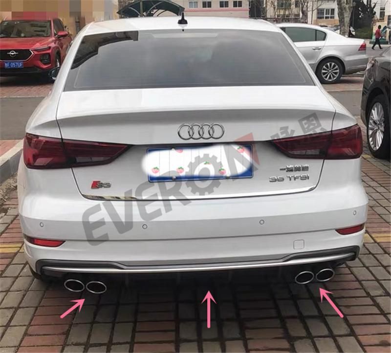 Rear Diffuser with Tail Pipe for 2017 Audi A3 Normal Change to S3 Looking