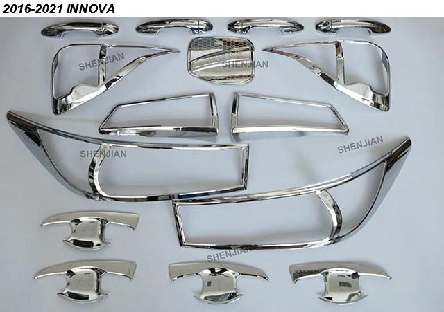 Chrome Matte Black Body Kit Carbon Fiber Handle Cover Bowl Headlamp Tail Light Car Accessories Combo Set for Innova 2012-2021