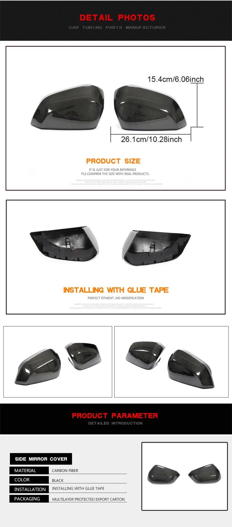 Carbon Fiber Side Mirror Caps Replacement with Lane Assist Rear View Mirror Covers for Audi Q2 Q3 2019