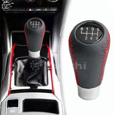 Stick Red Stitche PU Leather 6 Speed Manual Shifter Lever