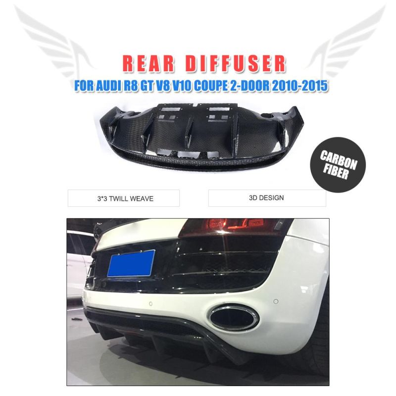 Carbon Fiber Rear Bumper Diffuser for Audi R8 Gt V8 V10 Coupe 2-Door 2010-2015