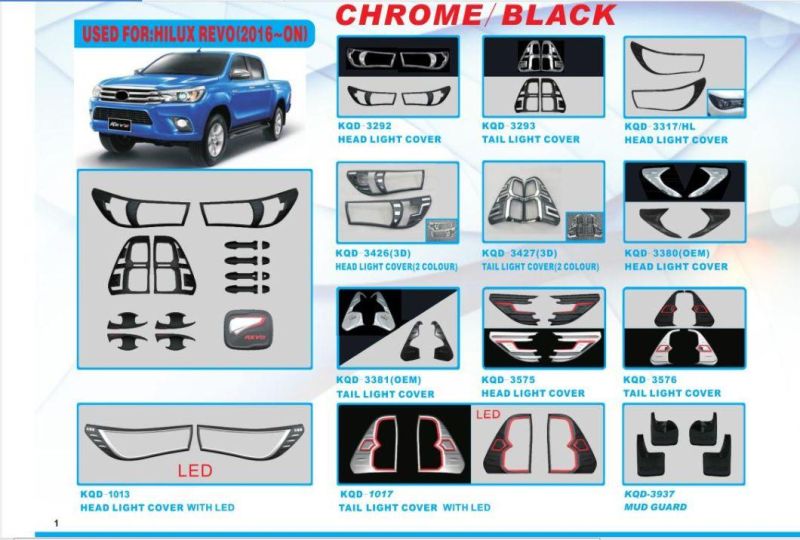ABS Chrome/Black Car Door Handle Bowl Cover for Toyota Revo