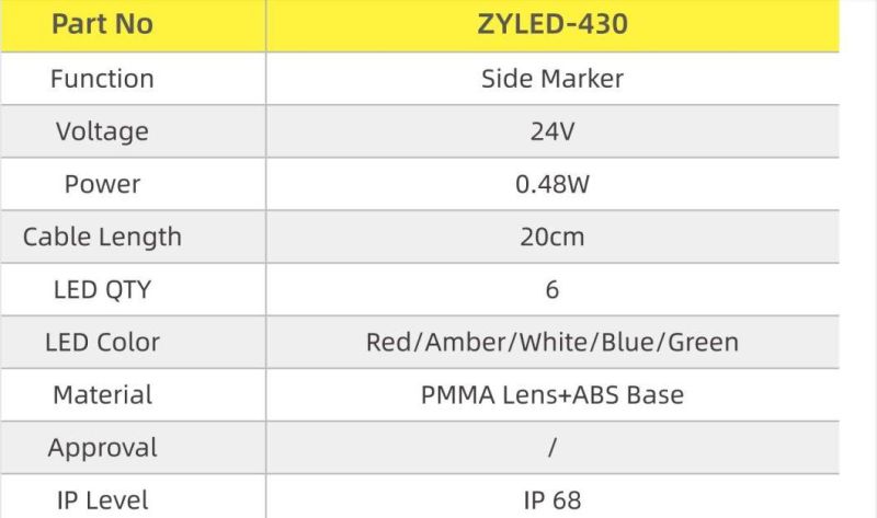 LED Trailer Truck Lamp 6 Lights Side Marker