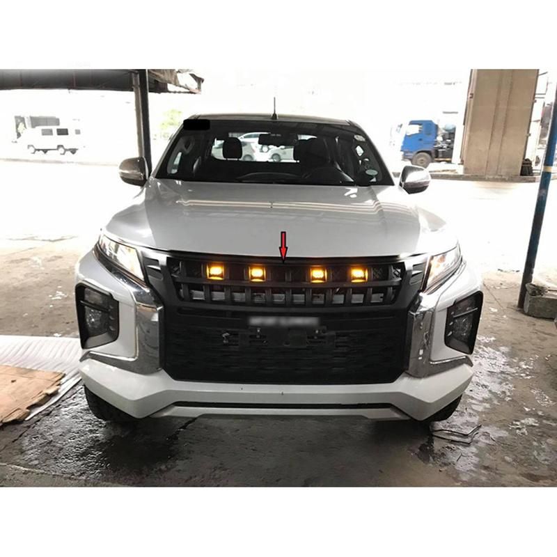 with LED Light 4X4 ABS Plastic Car Front Grille for Mitsubishi Triton L200 2019 2020 2021