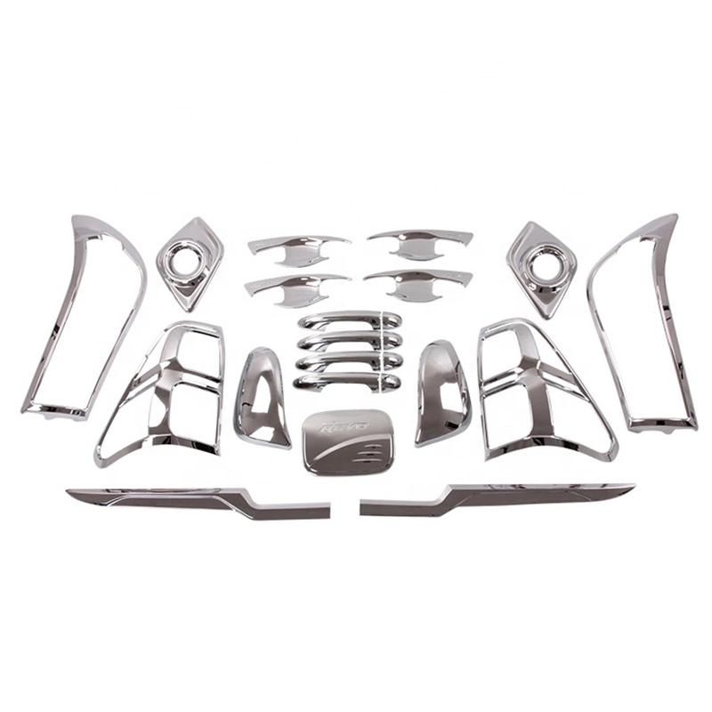 4X4 Car Accessories Sliver Black ABS Plastic Black Full Set Electroplating Parts Chrome Kits for Hilux Vigo 2012-2017