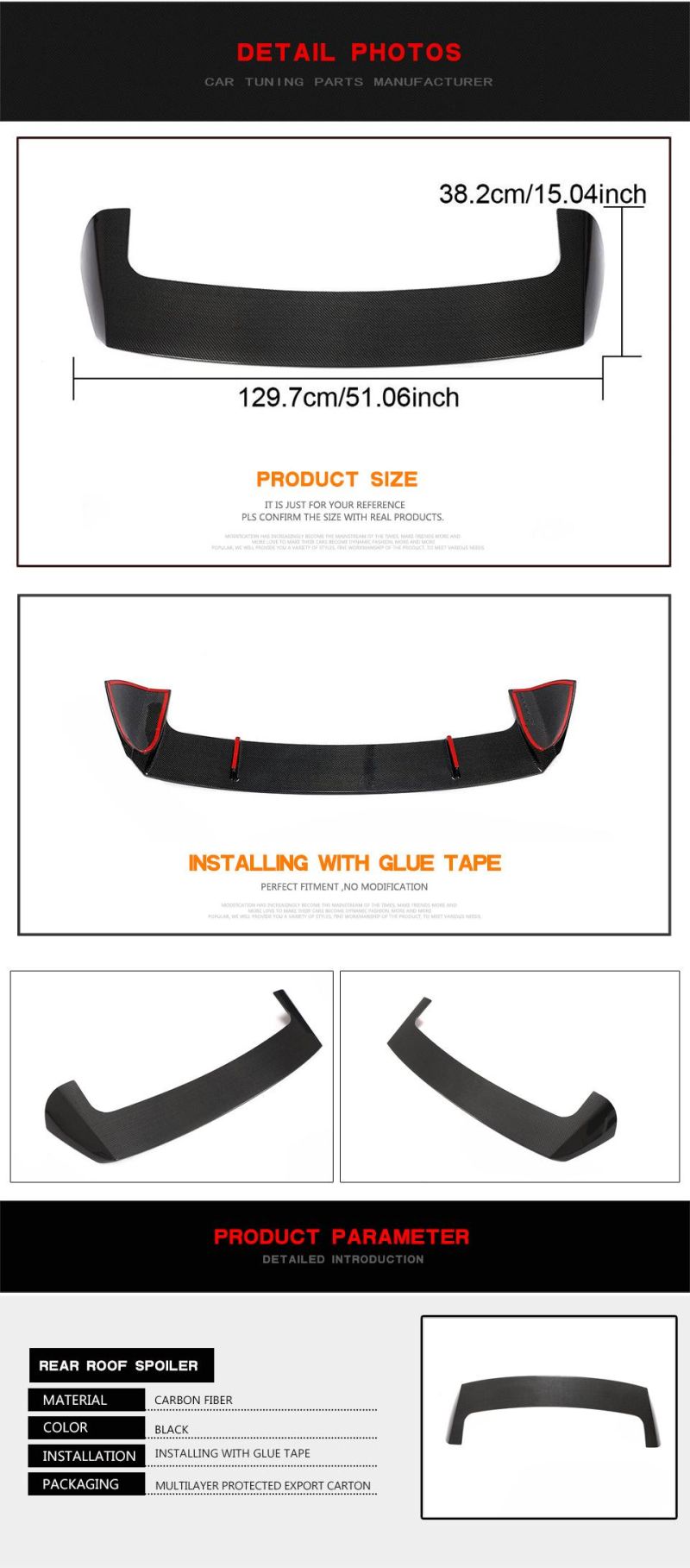 Carbon Fiber Rear Roof Spoiler for BMW X5 G05 Sport Utility 4-Door 2019-2020