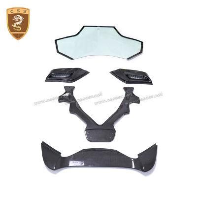 for Ferrari 488 Carbon Fiber Rear Trunk Car Engine Hood Transparent Bonnet with Glass