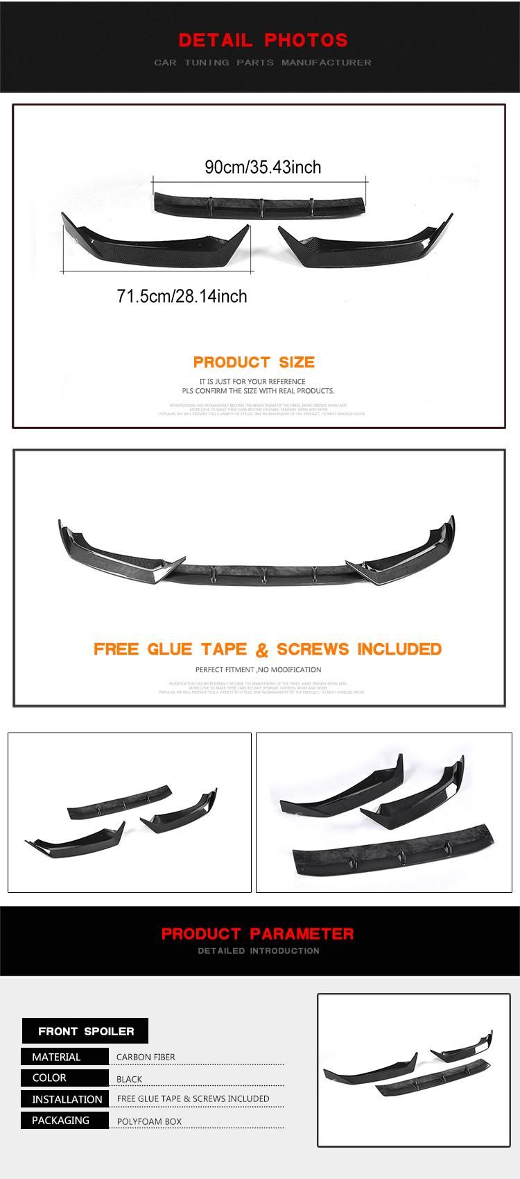 3PCS/Set Carbon Fiber S4 Front Lip for Audi A4 B9 Sline S4 Sedan 4-Door 17-18