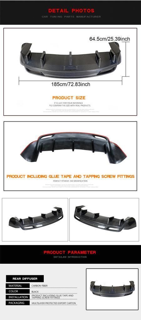 Carbon Fiber Rear Bumper Diffuser for Tesla Model X 75D 90d P90d 100d P100d 2016-2018
