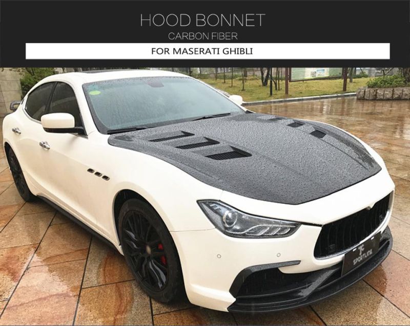 Carbon Fiber Car Hood Bonnet Cover for Maserati Ghibli S Q4 Sedan 2014 - 2020