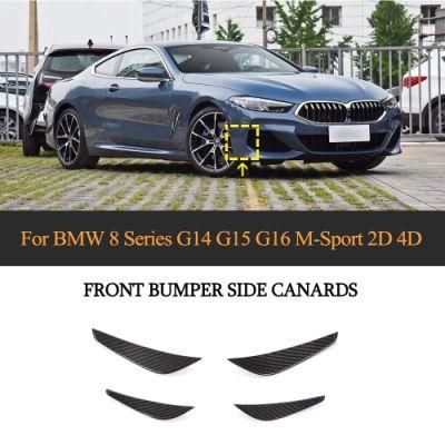 4PCS Carbon Fiber G14 G15 G16 Front Bumper Side Canards for BMW 8 Series M-Sport 2D 4D 2018-2021