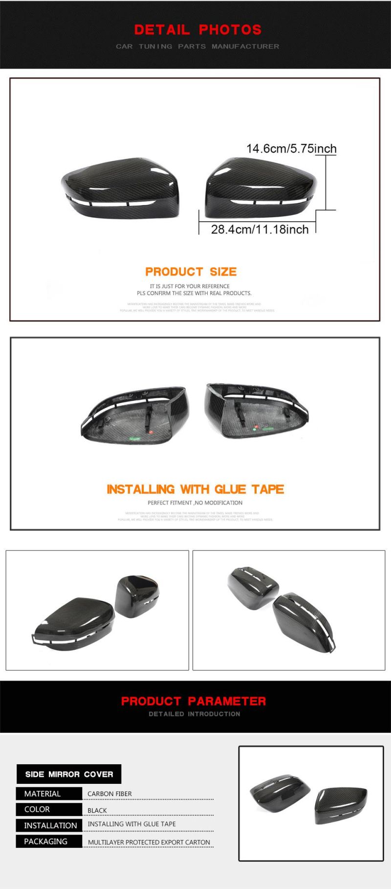 1pair Replacement Dry Carbon Fiber Mirror Housings Cover for BMW 3 4 5 6 7 8 Series G20 G28 G22 G23 G24 G30 G38 G32 G14 G15 G16