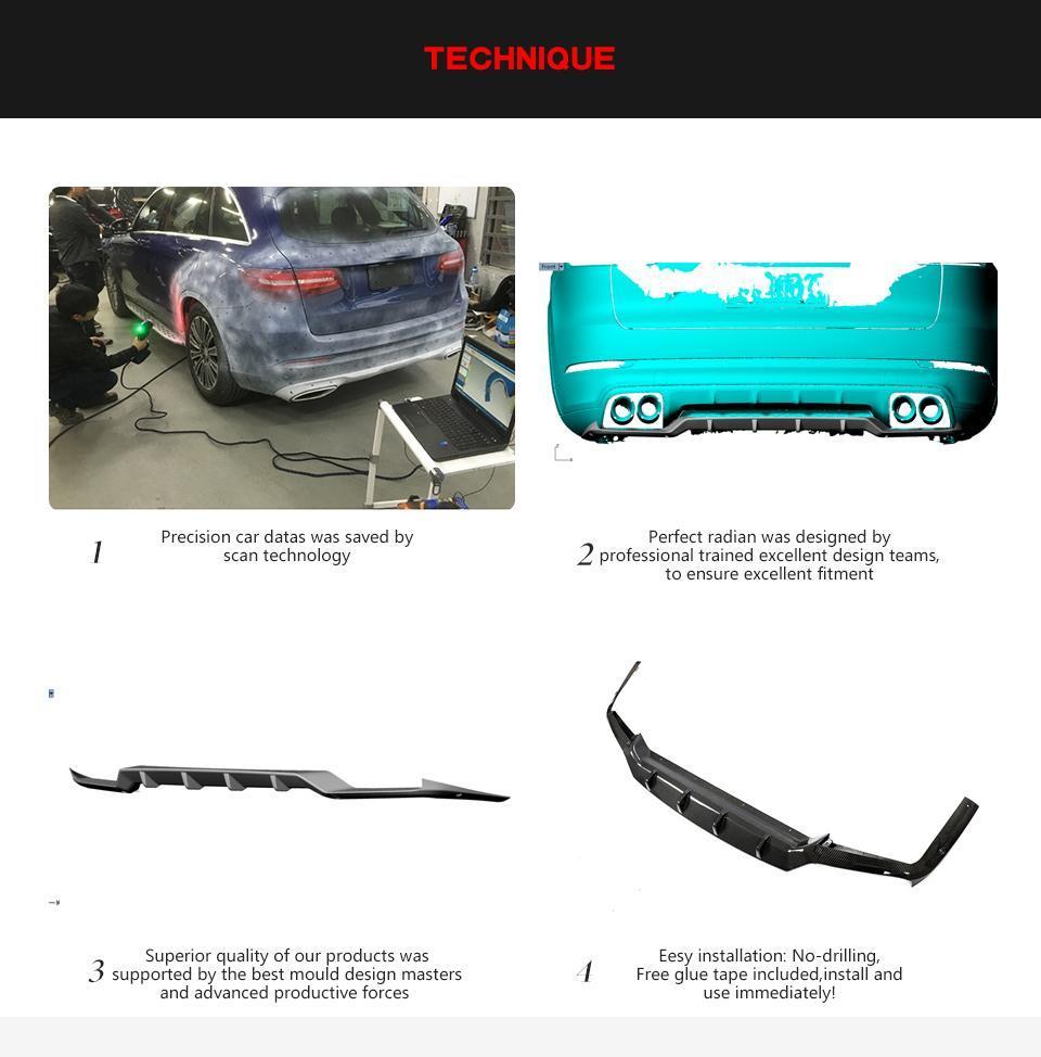 Carbon Fiber Rear Bumper Diffuser for Porsche Cayenne Sport Utility 4-Door 2018-2019