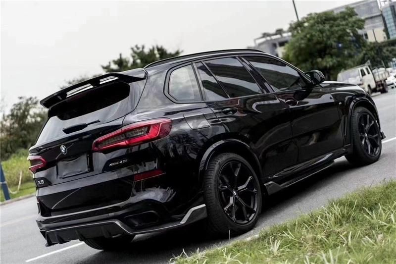 Auto Areo Kit Black Knight in Carbon Looking Body Kit Front Lip Side Skirts Spoiler for BMW X5 G05 2019-2021