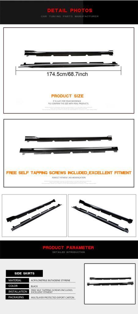 ABS Side Skirts Glossy Black for Hyundai Venue