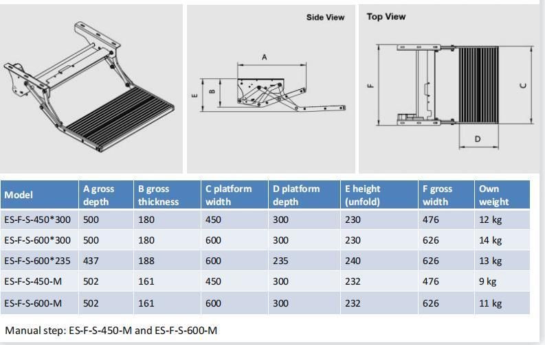 Manual Folding Step with 1 Step for Motorhome (ES-F-S-600-M)