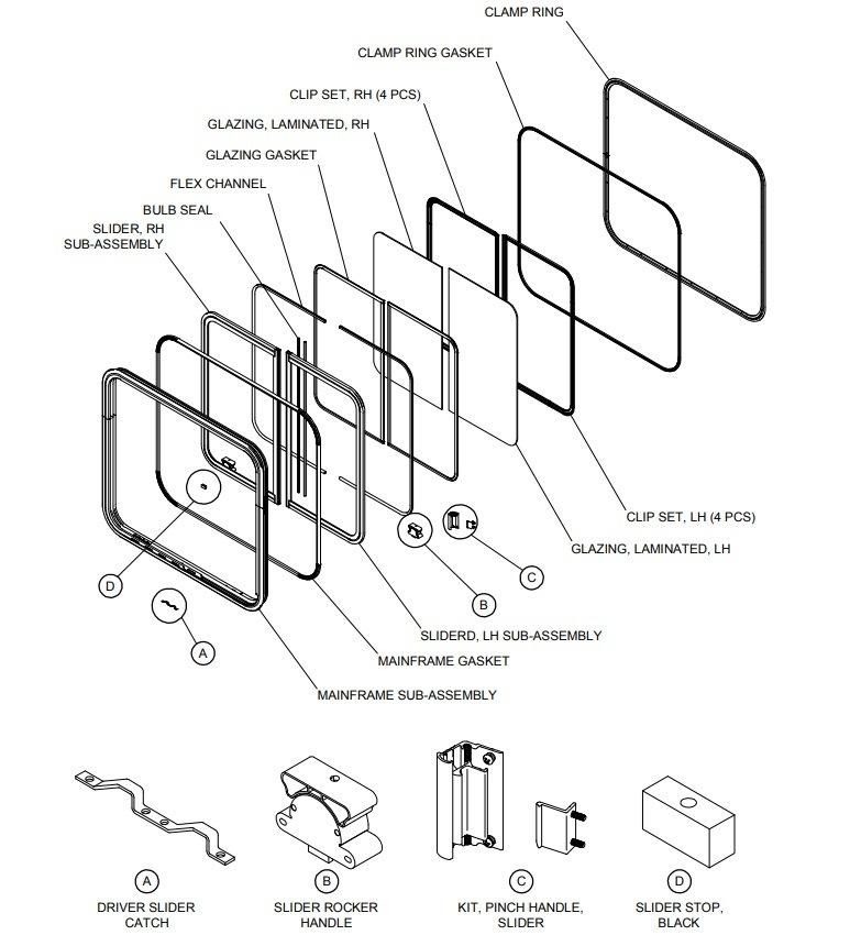 Bus Side Window Glass, Bus Sliding Window, Side Glass Window for Bus