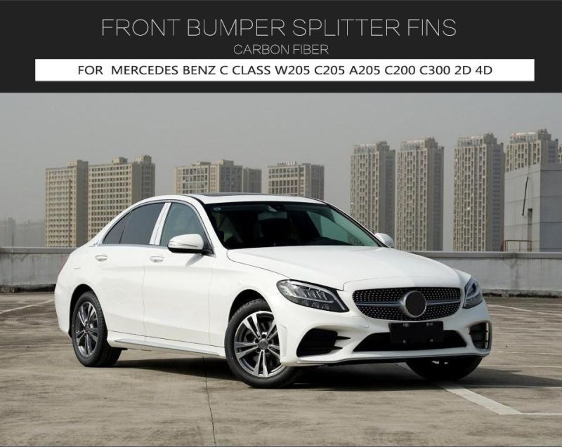 Carbon Fiber W205 C205 A205 Front Bumper Canards for Mercedes Benz C Class C200 C300 2D 4D 2019-2020