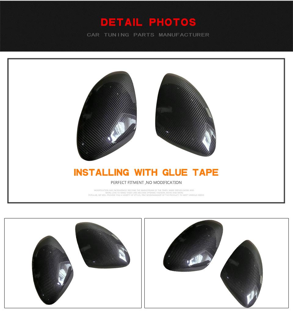 Carbon Fiber Auto Side Mirror Covers Trims Caps for Porsche 718 Boxster Cayman 2 Door Convertible Coupe 2016 - 2018 LHD