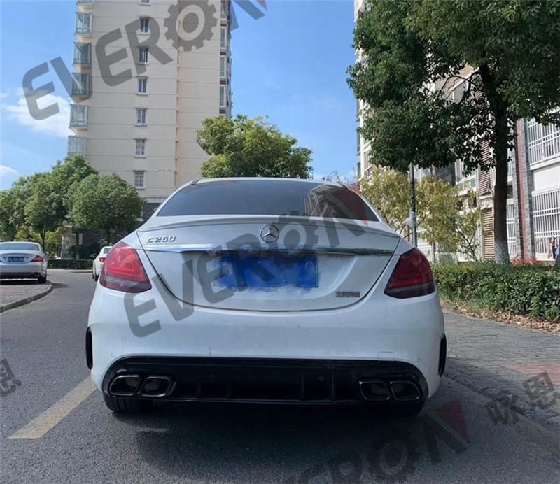 C63s Amg Rear Lip with Exhaust Pipe for Mercedes Benz W205 C Class 2015-2019