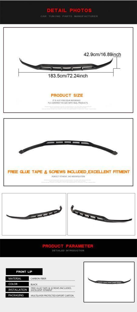Carbon Fiber Front Lip for Mercedes Benz X253 Glc300 Glc350e Sport Utility 4-Door 2020-2021