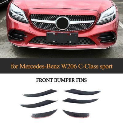 Carbon Fiber Front Bumper Fins Trims Canards for Benz W206 C300 Sport 2019