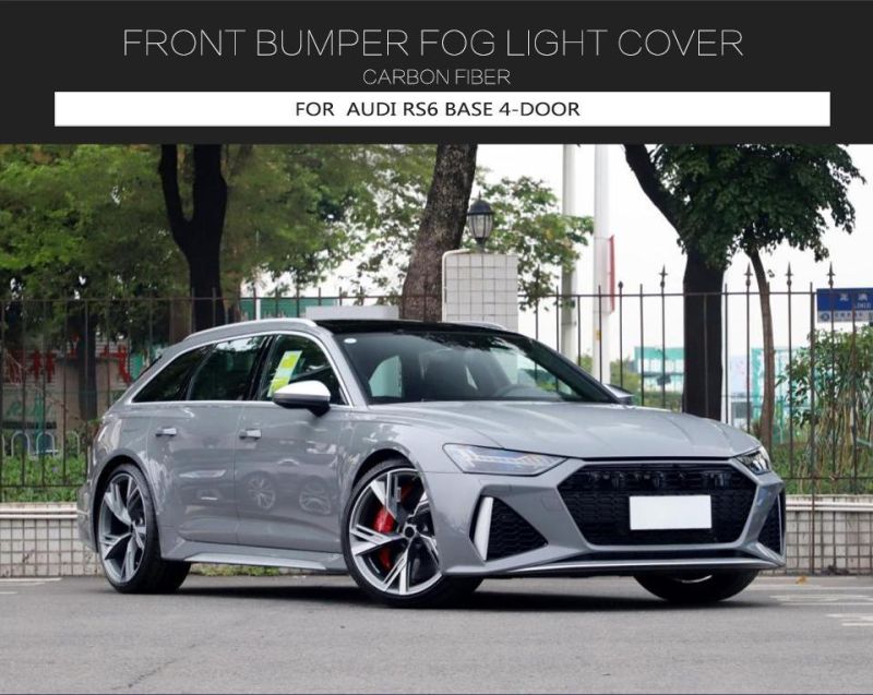 Dry Carbon Fiber Front Bumper Vents Scoop Trims for Audi RS6 Avant Wagon 4-Door 2019-2022