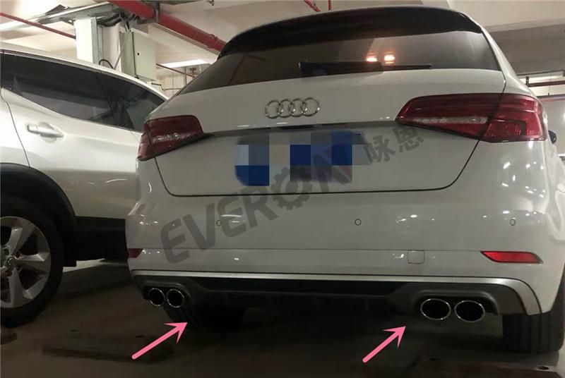 Rear Diffuser with Tail Pipe for 2017 Audi A3 Normal Change to S3 Looking
