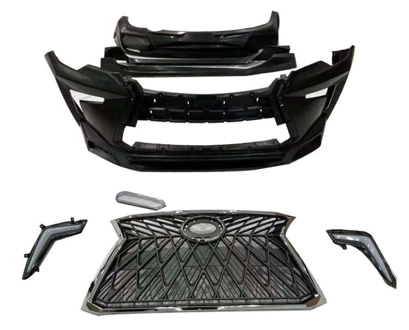 Car Front Bumper with Grille Rear Bumper for Toyota Fortuner 2016-2019 to Gx460 Lx570 Facelift Kit