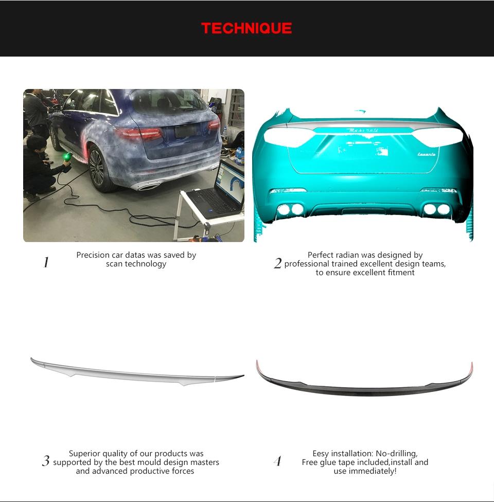 Carbon Fiber Rear Middle Spoiler Wing for Maserati Levante Sport Utility 4-Door 2016 - 2019